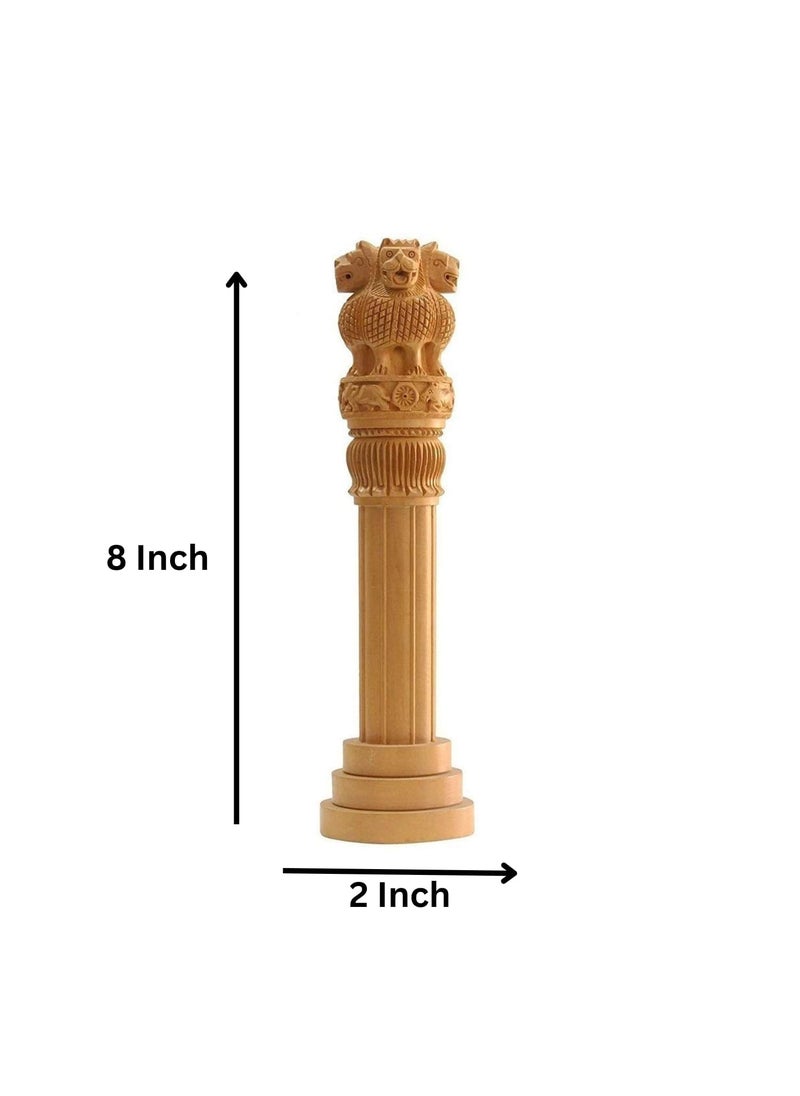 ESPLANADE ESPLANADE 8 Wooden Ashok SthambhAshoka Stambh Stoop Pillar Statue Showpiece Gift for Government Employees Office Table Decoration  - Image 2