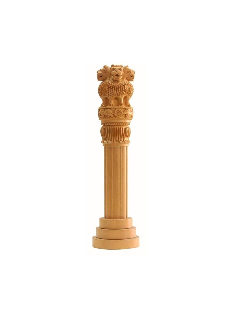 ESPLANADE ESPLANADE 8 Wooden Ashok SthambhAshoka Stambh Stoop Pillar Statue Showpiece Gift for Government Employees Office Table Decoration  - Image 1