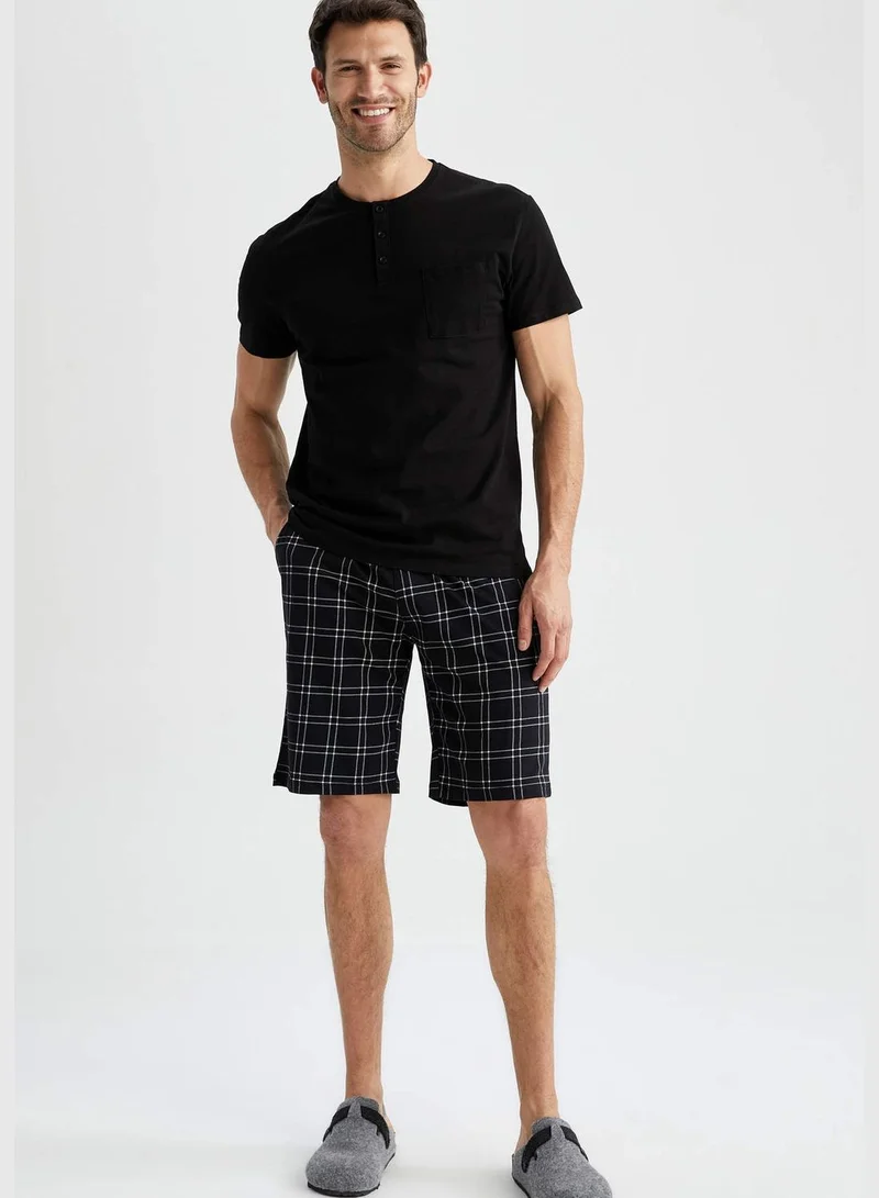 DeFacto Regular Fit Short Sleeve Check Print Pyjama Set