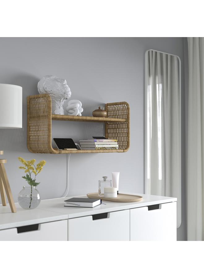 erorex Wall shelf, rattan, 60x20 cm - Image 4