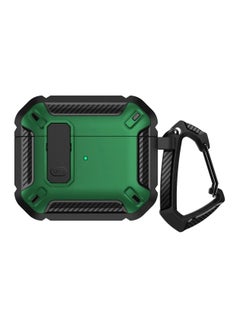 ELMO3EZZ Compatible with AirPods Pro Case with Key Clip, Rugged Anti-Piercing and Drop Protection Full Body Headband Cover (Black & Green)