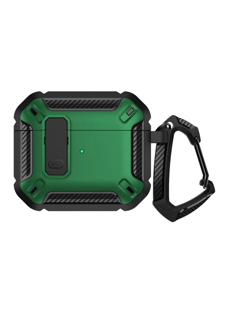 Generic - ELMO3EZZ Compatible with AirPods Pro Case with Key Clip, Rugged Anti-Piercing and Drop Protection Full Body Headband Cover (Black & Green) - Image 1