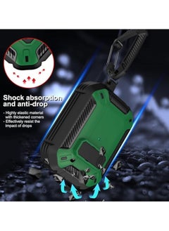 Generic ELMO3EZZ Compatible with AirPods Pro Case with Key Clip, Rugged Anti-Piercing and Drop Protection Full Body Headband Cover (Black & Green)  - Image 2