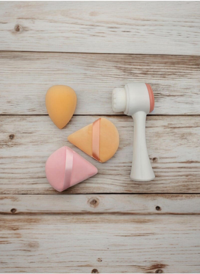6 BEAUTY - Facial Cleansing Brush and Makeup Sponge Set -  Multiple Colors - Image 1
