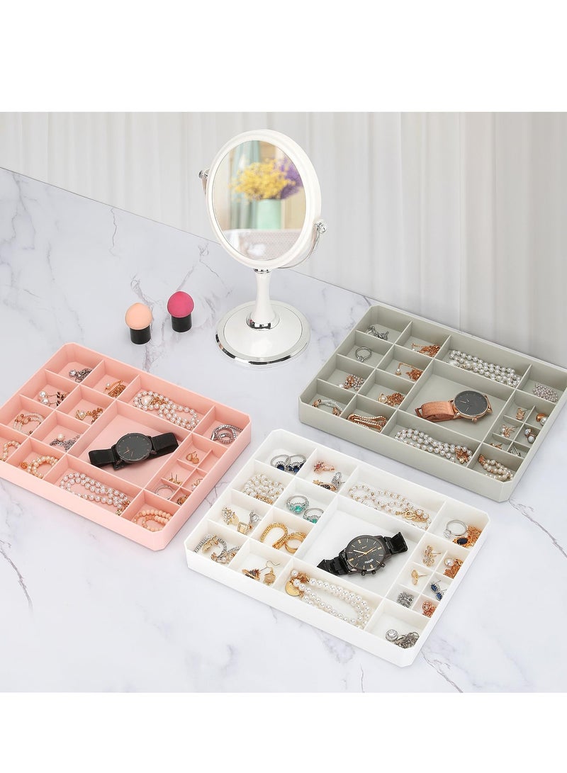 SOLARAE منظم أقراط المجوهرات، صندوق تخزين مجوهرات بلاستيكي شفاف، حامل أقراط للنساء والفتيات مع غطاء لسلسلة العنق والأساور والخواتم والأساور (أبيض) - Image 4