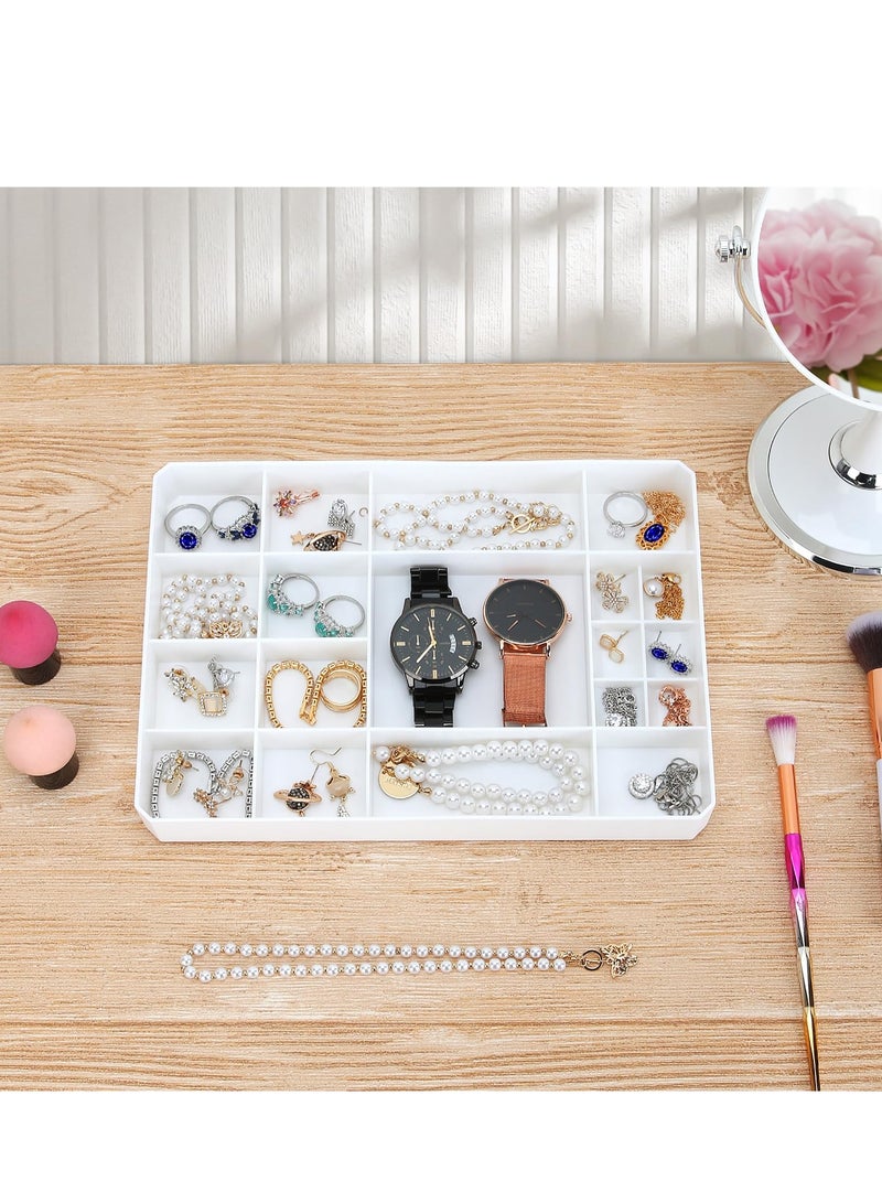 SOLARAE منظم أقراط المجوهرات، صندوق تخزين مجوهرات بلاستيكي شفاف، حامل أقراط للنساء والفتيات مع غطاء لسلسلة العنق والأساور والخواتم والأساور (أبيض) - Image 5