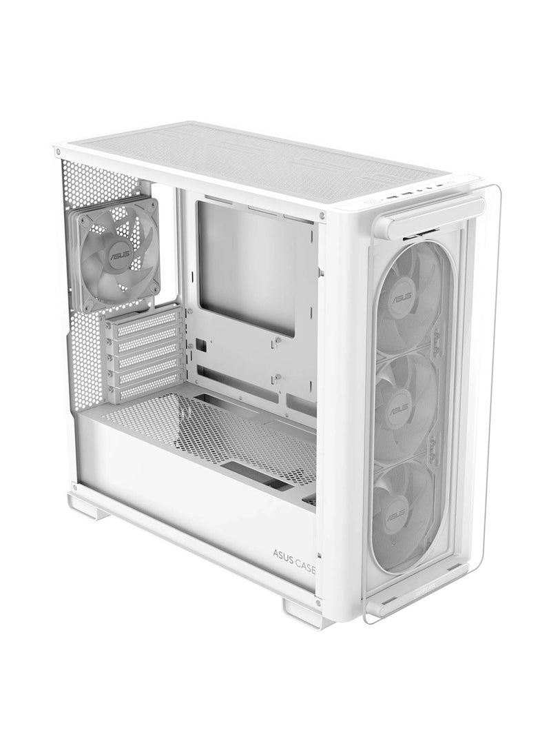 ASUS A23 Plus Computer Case, 4x Pre-Installed aRGB Fans, Up to 360mm Radiator & 7x 120mm Fan Support, 380mm Graphics Card Compatible, Front Panel USB Type-C I/O, 90DC00K3-B19010 White - Image 4