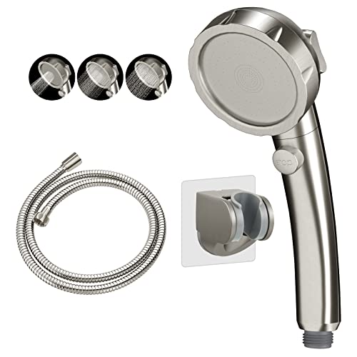 KAIYING Drill-Free High Pressure Handheld Shower Head with ON/OFF Switch, 3 Spray Modes - Brushed Nickel - Image 4