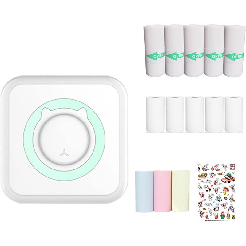 Mini Portable Pocket Photo Printer Inkless Wireless for iOS Android Blue Includes 13 Rolls Photo Paper Compact Home Office Travel Use - Image 1