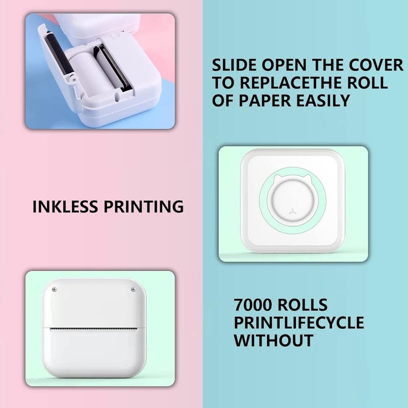Mini Portable Pocket Photo Printer Inkless Wireless for iOS Android Blue Includes 13 Rolls Photo Paper Compact Home Office Travel Use - Image 5