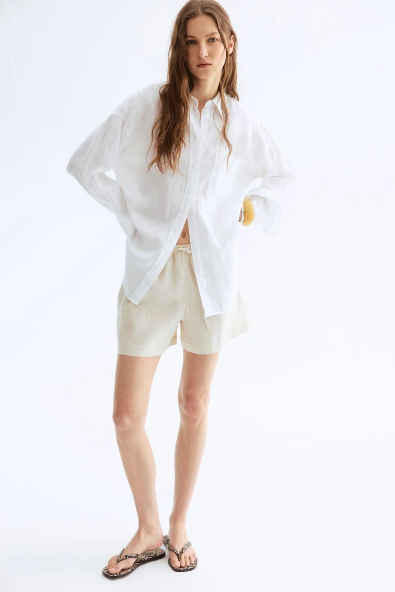H&M Linen drawstring shorts
