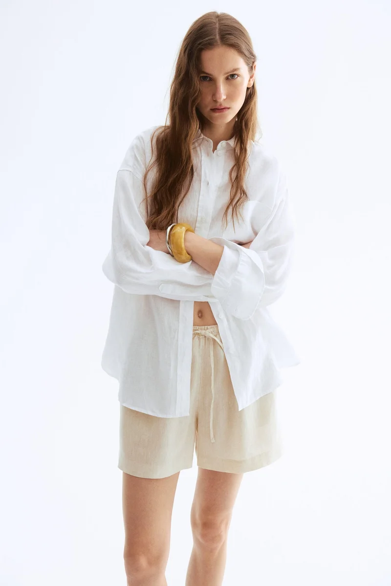H&M Linen drawstring shorts