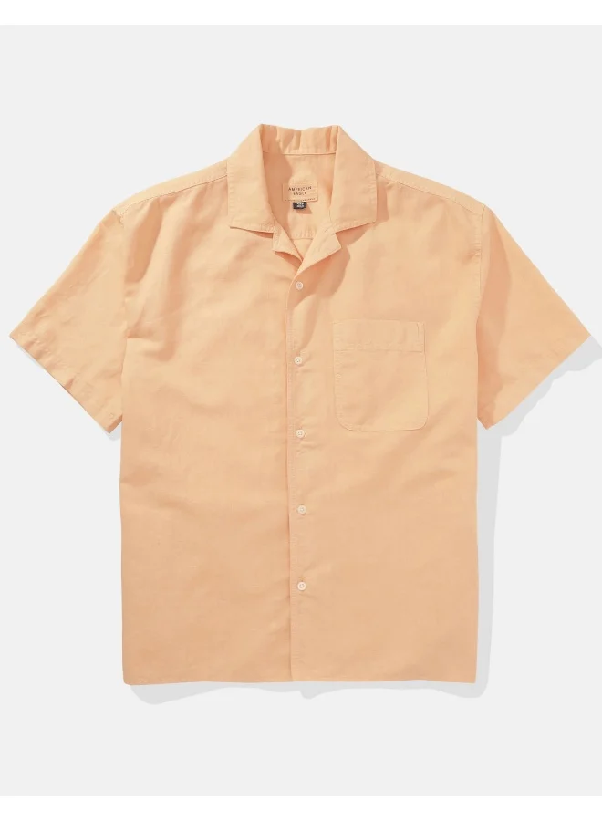 American Eagle Linen Blend Button Up Regular Fit Shirt