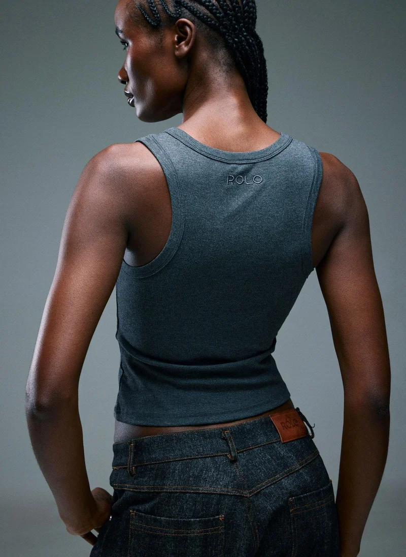 رولو Women’s Ribbed Tank Top - Charcoal