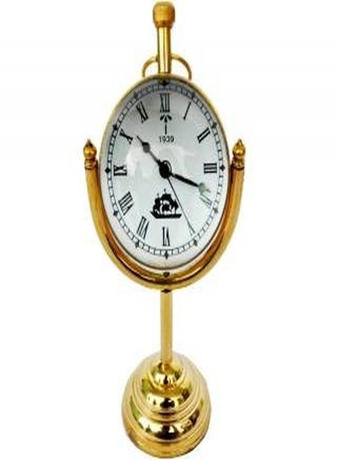 Skywalk Style Antique Retro Vintage-Inspired Brass Metal Craft World Globe Table Clock Home Decor - Image 1