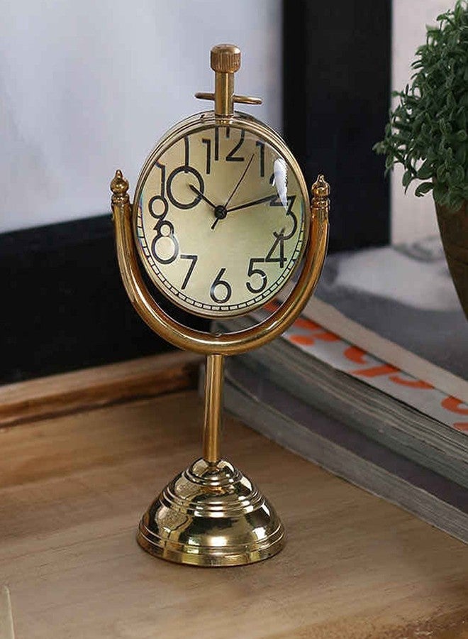 Skywalk Style Antique Retro Vintage-Inspired Brass Metal Craft World Globe Table Clock Home Decor - Image 2