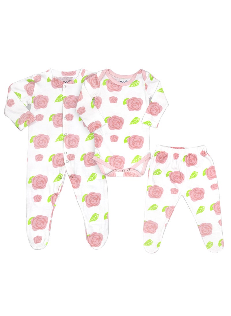 Moon Organic Baby 3 In 1 Gift Set Romper Body Suit Jogger For 0-3 Months - Image 1