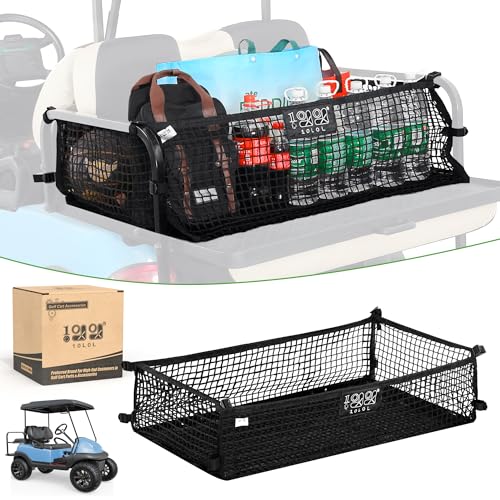 10L0L شبكة حمولة عربة الجولف 4 ركاب 10L0L لياamaha, Club Car, EZGO، شبكة تخزين مرنة قابلة للتعديل، منظم شبكة حمولة عربة الجولف البسيط مع مشبك قوي - Image 1