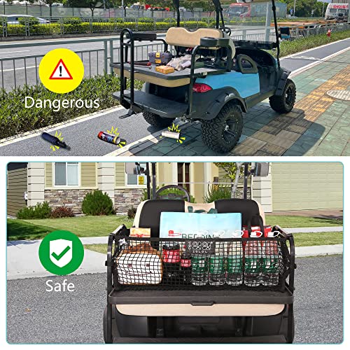 10L0L شبكة حمولة عربة الجولف 4 ركاب 10L0L لياamaha, Club Car, EZGO، شبكة تخزين مرنة قابلة للتعديل، منظم شبكة حمولة عربة الجولف البسيط مع مشبك قوي - Image 4