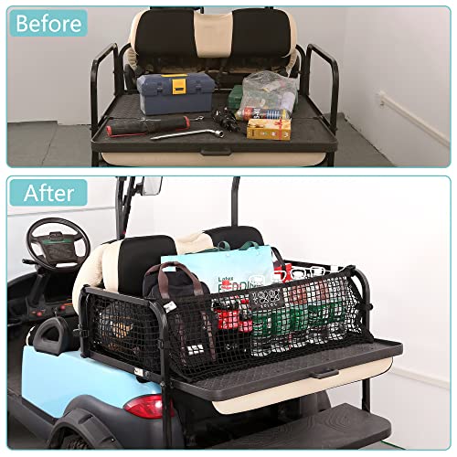 10L0L شبكة حمولة عربة الجولف 4 ركاب 10L0L لياamaha, Club Car, EZGO، شبكة تخزين مرنة قابلة للتعديل، منظم شبكة حمولة عربة الجولف البسيط مع مشبك قوي - Image 3