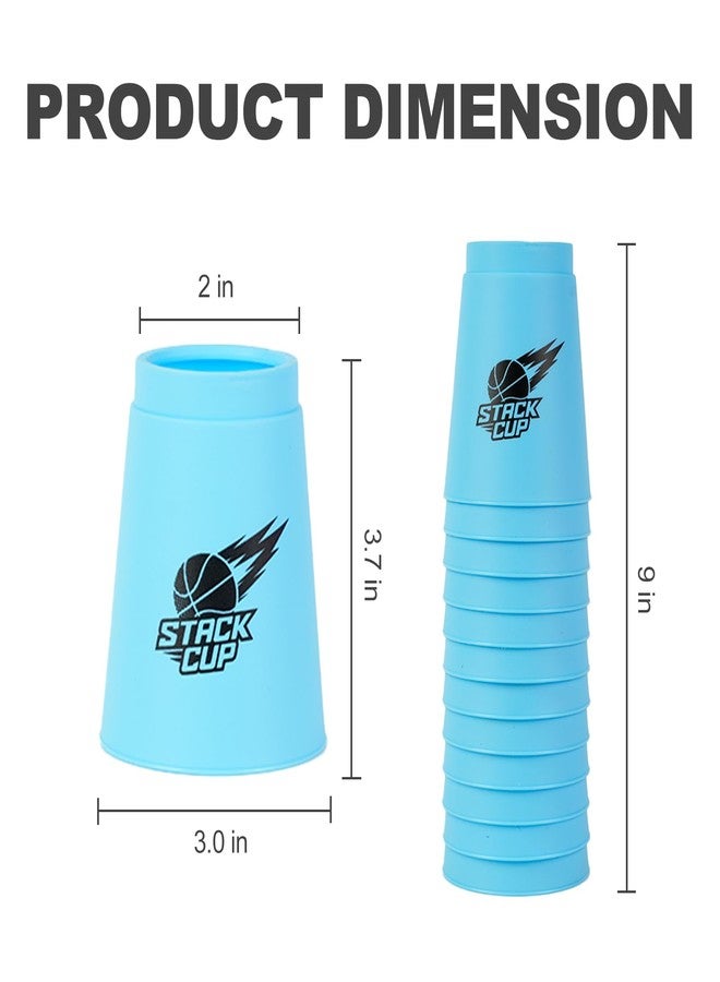 SEISSO Sport Stacking Cups Set，Stacking Cup Classic Speed Training Game for Kids Adults, Plastic Speed Stacking Cups Family Game Toy for Boy Girl Party Challenge Competition Travel Gift Blue 12Pack - Image 2