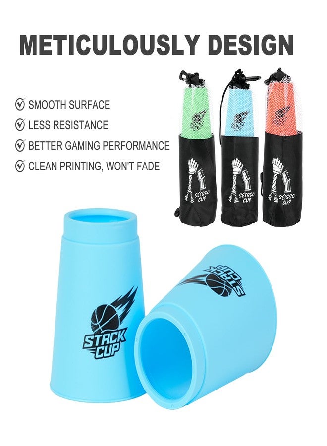 SEISSO Sport Stacking Cups Set，Stacking Cup Classic Speed Training Game for Kids Adults, Plastic Speed Stacking Cups Family Game Toy for Boy Girl Party Challenge Competition Travel Gift Blue 12Pack - Image 3