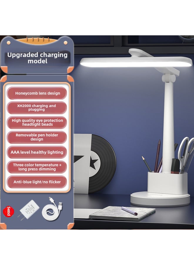 Led Small Desk Lamp Atmosphere Lamp Student Special Eye Protection Nightlight Dormitory Bedside Lamp Creative Gift Desk Lamp-Color:Upgraded [dual-use XH2000/adjustable Light Color] Cable Delivery + Charging Head - Image 1