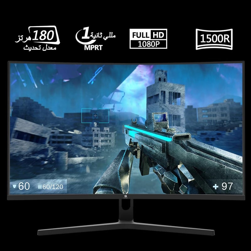 Z Z-Edge شاشة الألعاب المنحنية Z-EDGE مقاس 27 بوصة 1500R - لوحة VA بدقة FHD 1080P وتردد 180 هرتز، زمن استجابة 1 مللي ثانية، شاشة LED بدون إطار، AMD FreeSync Premium - 1x DisplayPort 1.4 و 2x HDMI 2.0 UG27F - Image 2