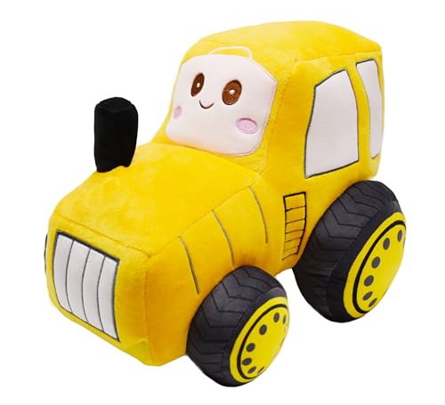 YONLIT Soft Plush Tractor Stuffed Truck Toy Super Cute Car Plushie Throw Pillow Excellent Gifts for Kids or Birthday Party 12 Inches Yellow - Image 1
