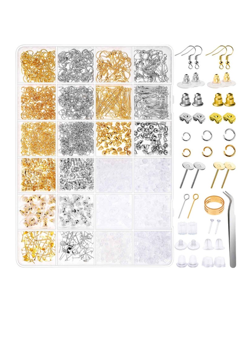 Excefore Earring Making Supplies Kit, 2320Pcs Jewelry DIY Set with Jump Rings, Earring Hooks, Posts, Backs, and Tweezers, Perfect for Making and Repairing Jewelry for Women and Girls - Image 1