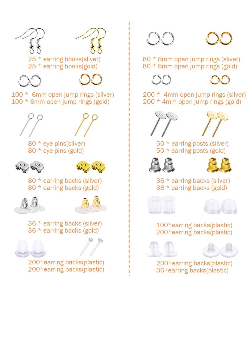 Excefore Earring Making Supplies Kit, 2320Pcs Jewelry DIY Set with Jump Rings, Earring Hooks, Posts, Backs, and Tweezers, Perfect for Making and Repairing Jewelry for Women and Girls - Image 2