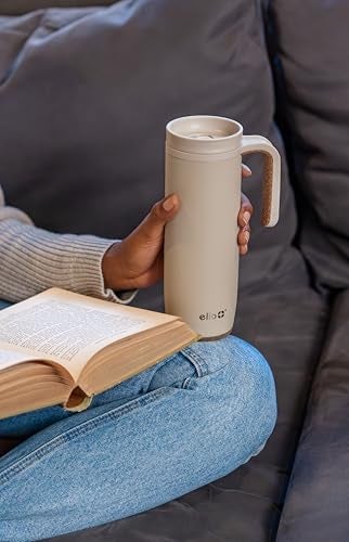 Ello Magnet 18oz Stainless Steel Travel Mug with Handle and Leak Proof Lid Vacuum Insulated Coffee Cup Keeps Drinks Hot for 5 Hours BPA Free Tumbler with Built In Coaster Limestone - Image 3