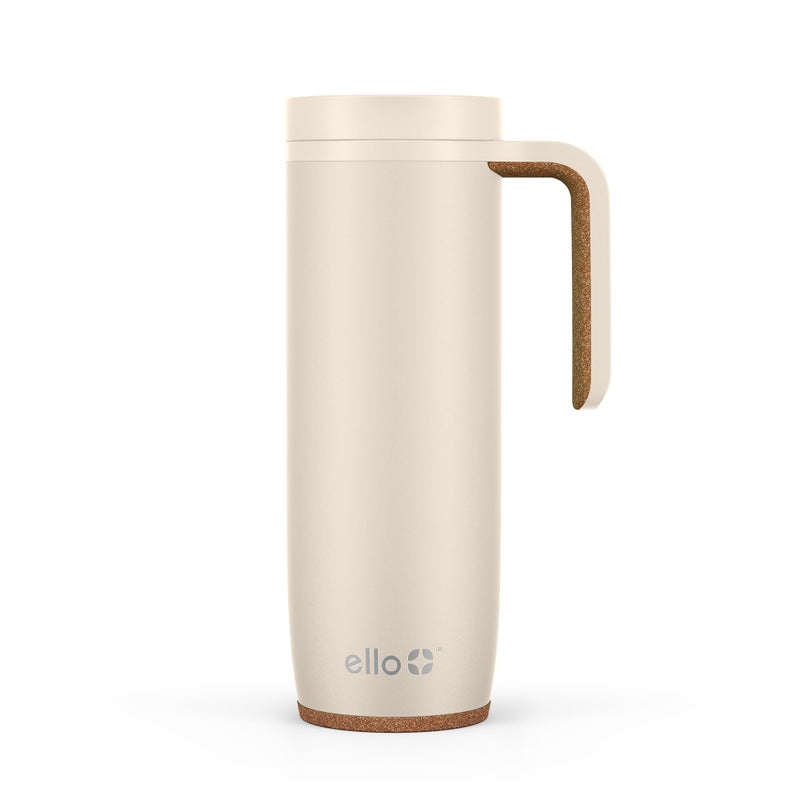 Ello Magnet 18oz Stainless Steel Travel Mug with Handle and Leak Proof Lid Vacuum Insulated Coffee Cup Keeps Drinks Hot for 5 Hours BPA Free Tumbler with Built In Coaster Limestone - Image 2