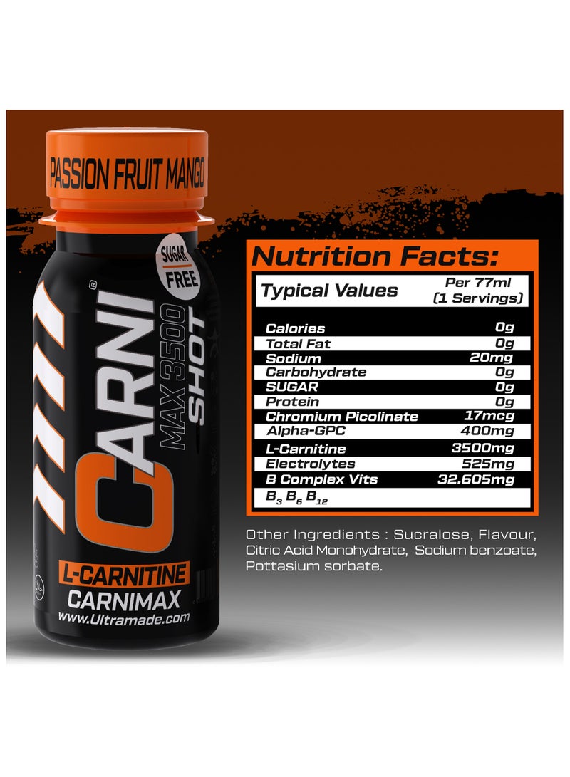 C5 CarniMax Shot Passion Fruit Mango - L-Carnitine Drink, 77ml, Sugar-Free, Weight Loss 12 Bottles - Image 2