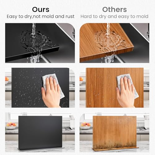 THMINS Black Magnetic Knife Block Stainless Steel Double-Sided Magnetic Knife Holder, Universal Multi-function Display Rack for Kitchen Counter - Image 5