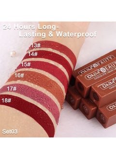DNM Silky Chocolate Matte Lip Gloss Liquid Lipstick Set Lip Stain Waterproof Dark Red Stay on Matte Matt Lipstick for Women Matt Liquid Lippies matte durasion (13#)  - Image 5