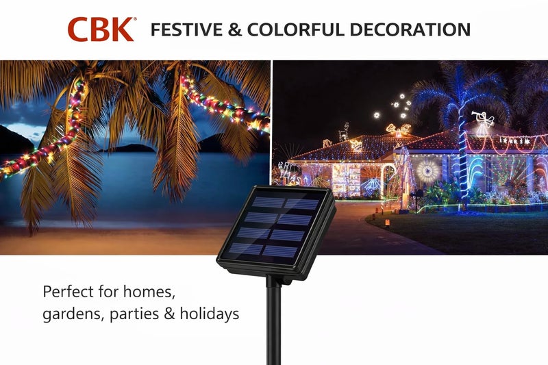CBK Solar Fairy Color String Light 200 LEDs 22 Meter Inbuilt Rechargable Batery Waterproof 8 Mode Copper Wire for Garden Yard Balcony Diwali Christmas Party & Led Light (Multi-Colour) - Image 5