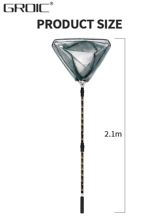 GROIC - Fishing Net Foldable Fish Landing Nets with Extra Long Telescoping Pole Handle Collapsible Telescopic Sturdy Pole for Saltwater Freshwater, Folding Fishing Net Extend to 28.74-82.67 Inches - Image 1