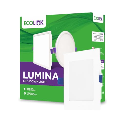 EcoLink Polycarbonate Lumina 10-Watt Square LED Downlighter | LED Ceiling Light for Home and Hall | Cut Out: 4 Inch,Color: Natural White, Pack of 1 - Image 1