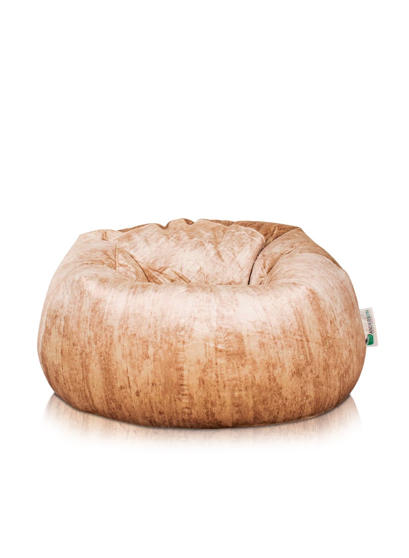 ANDERSON Ultra Soft Large Luxury Velvet Bean Bag Chair Filling with Beans Highly Comfortabl Suitable For Kids And Adults Beige Colour - Image 1