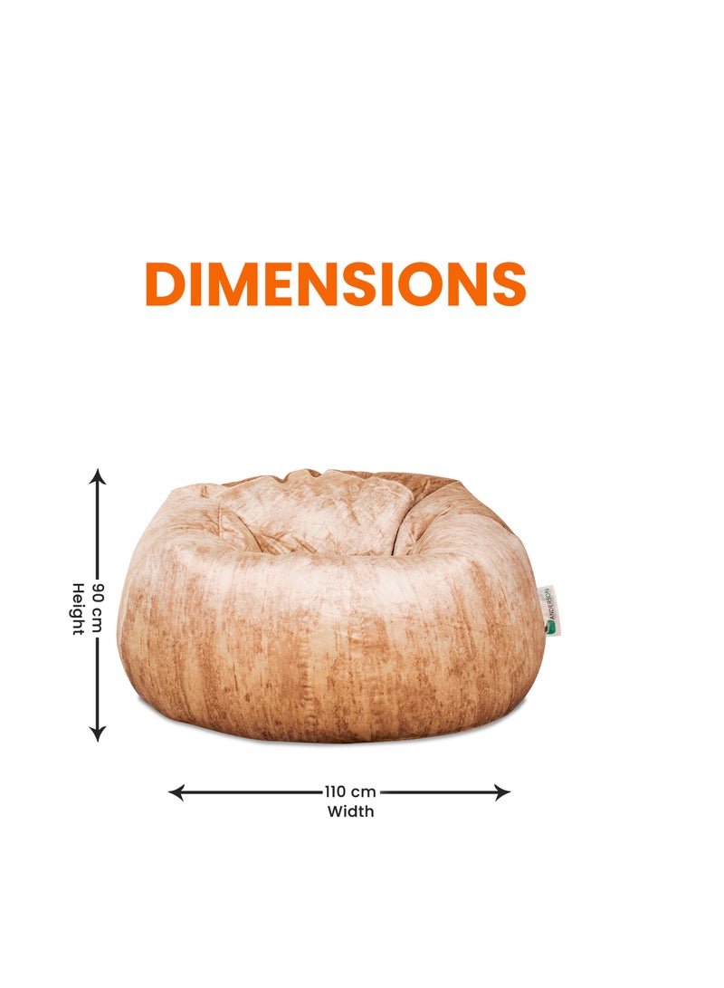 ANDERSON Ultra Soft Large Luxury Velvet Bean Bag Chair Filling with Beans Highly Comfortabl Suitable For Kids And Adults Beige Colour - Image 2