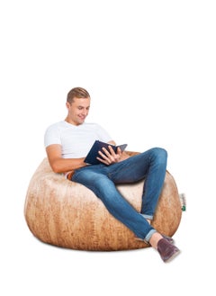 ANDERSON ANDERSON Ultra Soft Large Luxury Velvet Bean Bag Chair Filling with Beans Highly Comfortabl Suitable For Kids And Adults Beige Colour  - Image 4