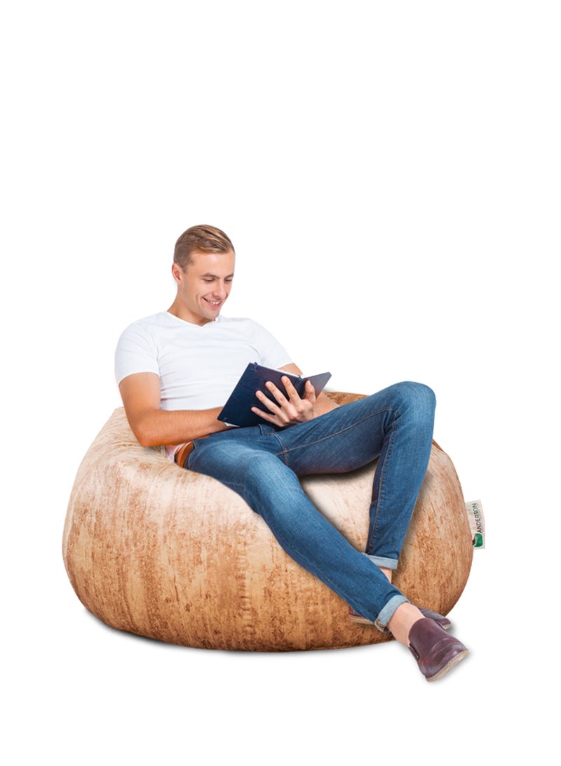 ANDERSON Ultra Soft Large Luxury Velvet Bean Bag Chair Filling with Beans Highly Comfortabl Suitable For Kids And Adults Beige Colour - Image 4