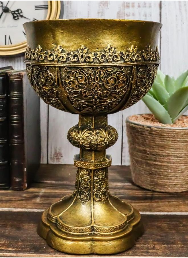 Ebros Gift - Ebros Decorative Merlin's Holy Grail The Golden Cup Of Life Decorative Chalice Ceremonial Cup Arthurian Legends Medieval Accent Decor - Image 1