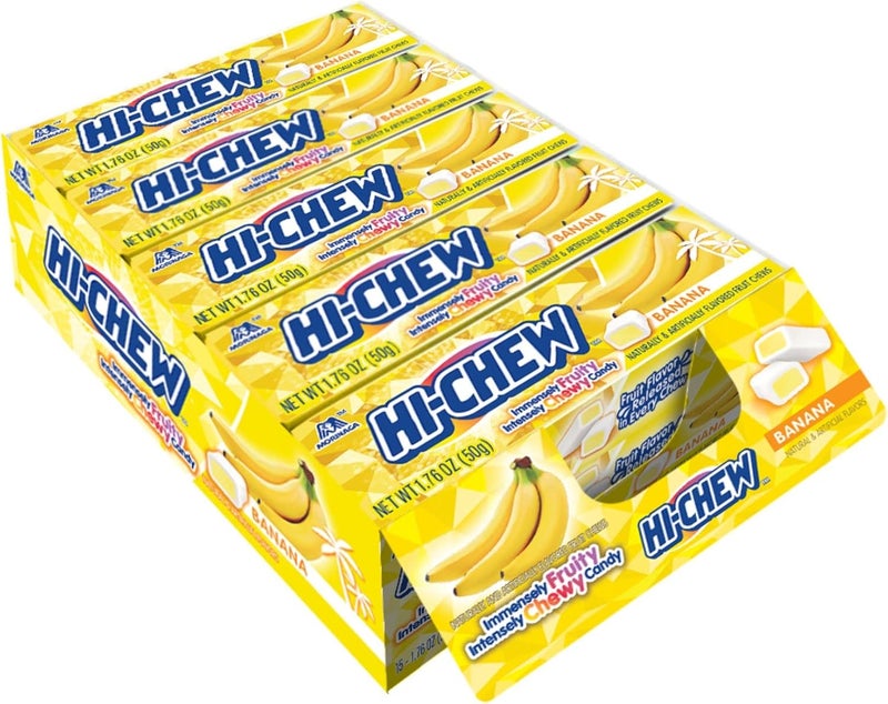 HI-CHEW Banana - Box of 15 Sticks, 1.76oz Each | Soft & Chewy Taffy Candy with Immensely Juicy Fruit Flavor - Image 1