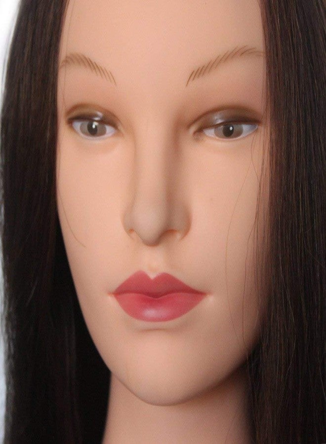 BOXO Mannequin Head Hair Hairdresser Training Head Manikin Cosmetology Doll Head, 90 Grams, Dark Brown, Pack of 1 - Image 5