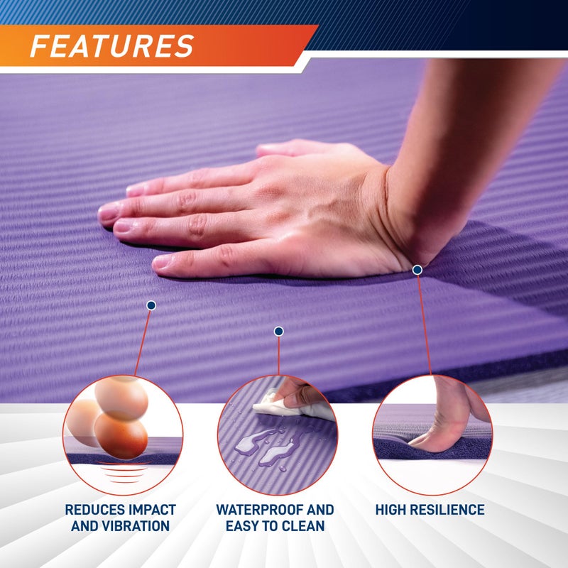Marcy Circuit Fitness by Marcy 1/2-inch (12mm) Extra Thick Multi-Purpose Exercise Yoga Mat with Carrying Strap - Slate Gray - Image 5