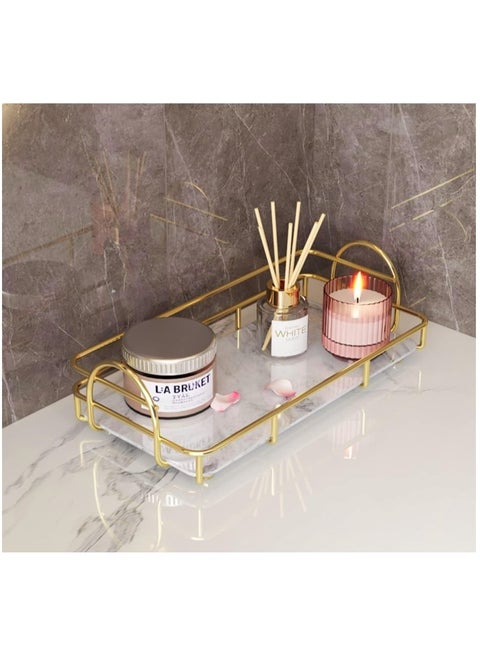 Multi-purpose organizer shelf, bathroom storage shelf for shampoo, soap, makeup, cosmetics and all items. Single-layer storage shelf and organizer (white and gold)