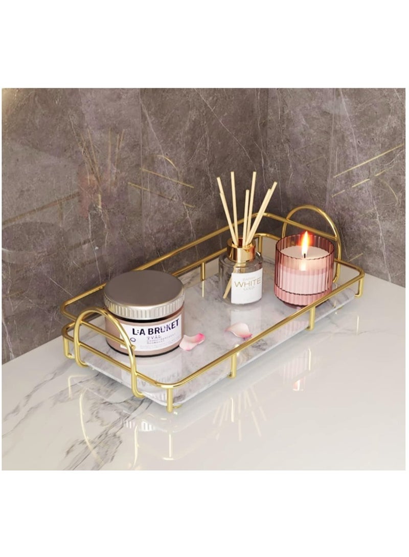 إيباسكت رف منظم متعدد الاستخدام رف تخزين للحمام والشامبو والصابون والمكياج ومستحضرات التجميل وكافة الاغراض رف ومنظم تخزين من طبقة واحدة بلون (ابيض وذهبي) - Image 1