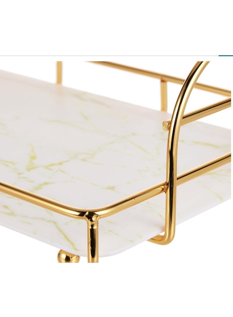 إيباسكت رف منظم متعدد الاستخدام رف تخزين للحمام والشامبو والصابون والمكياج ومستحضرات التجميل وكافة الاغراض رف ومنظم تخزين من طبقة واحدة بلون (ابيض وذهبي) - Image 2